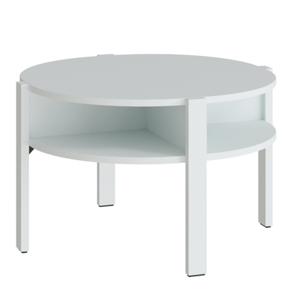 Orla Round Coffee Table with Open Shelf in Grey