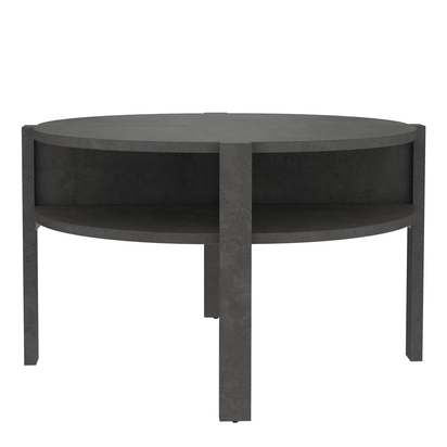 Orla Round Coffee Table with Open Shelf in Optic Dark Grey