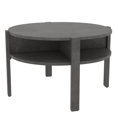 Orla Round Coffee Table with Open Shelf in Optic Dark Grey