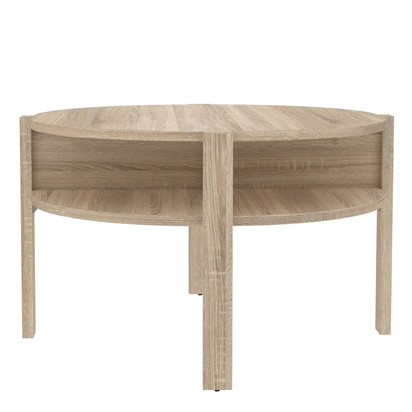Orla Round Coffee Table with Open Shelf in Sonoma Oak