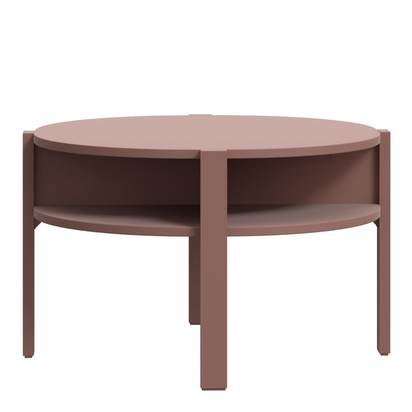 Orla Round Coffee Table with Open Shelf in Terracotta
