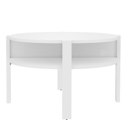 Orla Round Coffee Table with Open Shelf in White