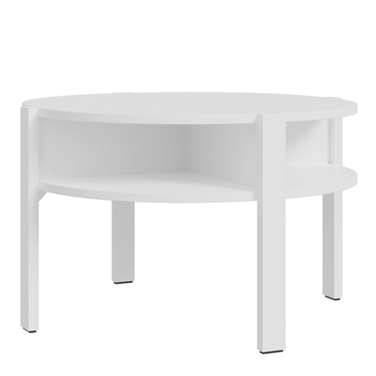 Orla Round Coffee Table with Open Shelf in White