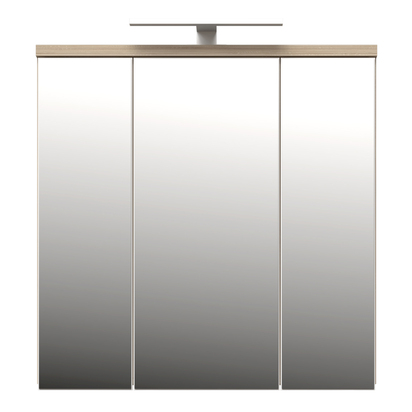 Juno 3 Door Mirrored Bathroom Cabinet with Integrated LED Lighting – Sonoma Oak & White Gloss