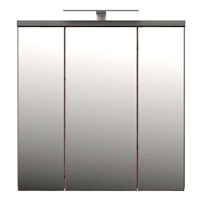 Juno 3 Door Mirrored Bathroom Cabinet with Integrated LED Lighting – Walnut & Dark Grey