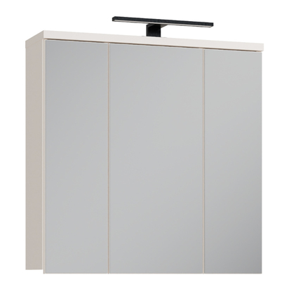Juno 3 Door Mirrored Bathroom Cabinet with Integrated LED Lighting in Sand