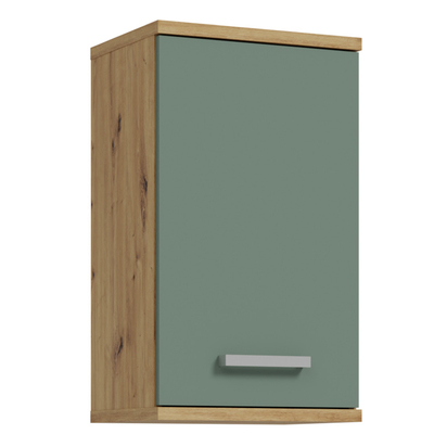 Juno Small Hanging Cupboard with 1 Door in Artisan Oak and Sage Green