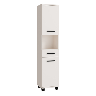 Juno Tall Narrow Bathroom Cupboard with 2 Doors & 1 Drawer in Sand