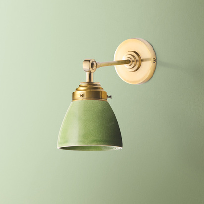 Elbow wall fitting IP44 in antique brass