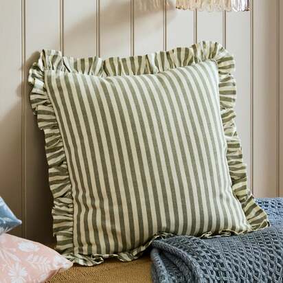 Linford Stripe Frilled Square Cushion Cover