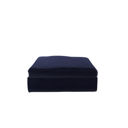 Long Island Footstool End Unit in Prussian Blue Cotton Matt Velvet