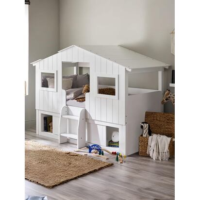 Acorn 90cm Single White Treehouse Midsleeper Bed with Storage