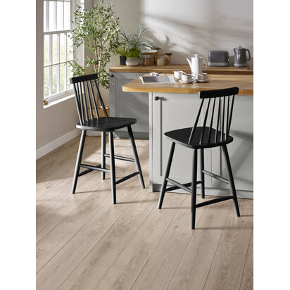 Alassio Black Spindle Back 112cm Solid Wood Bar Stool