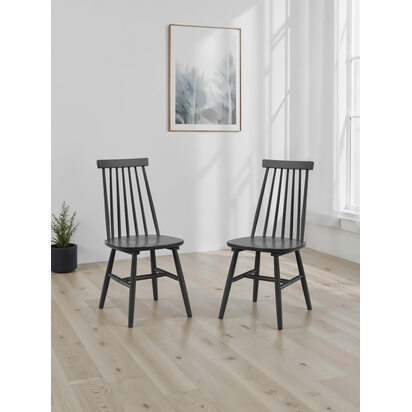 Set Of 2 Alassio Spindle Back Dining Chairs - Black