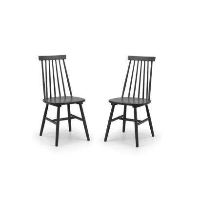 Set Of 2 Alassio Spindle Back Dining Chairs - Black
