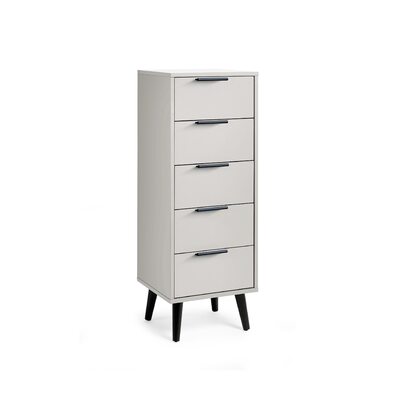 Alba 5 Drawer Narrow Chest - Silk Grey