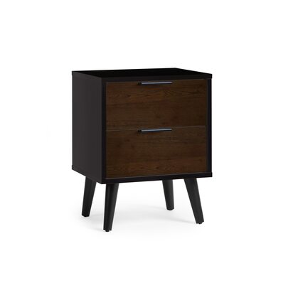 Alba 2 Drawer Bedside - Walnut/Black