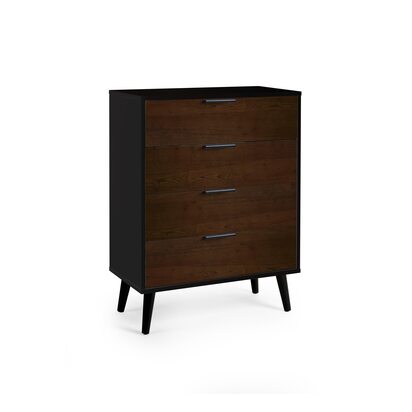 Alba 4 Drawer Wide Chest - Walnut/Black