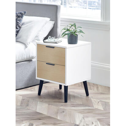 Alba 2 Drawer Bedside - White/Oak