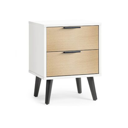 Alba 2 Drawer Bedside - White/Oak