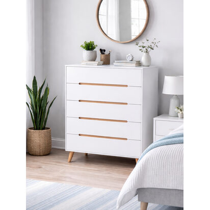 Alicia 5 Drawer Chest - White