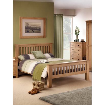 Amsterdam 150cm King Light Oak High Footend Solid Oak Bed