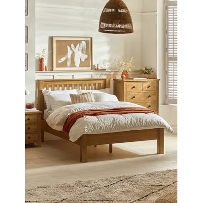 Amsterdam 135cm Double Light Oak Low Footend Solid Oak Bed