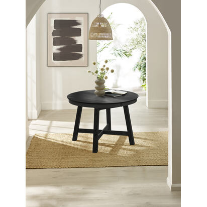 Annika Satin Black Oak Veneer 115-154cm Extending Round Dining Table