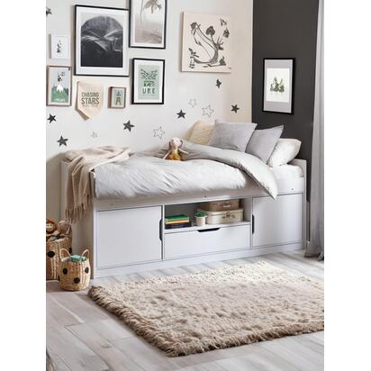 Atom 90cm Single White Low Sleeper Bed with Storage