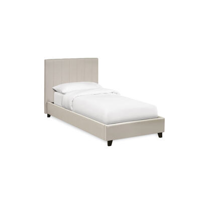Aylen Oatmeal Faux Linen Upholstered 90cm Single Bed Frame