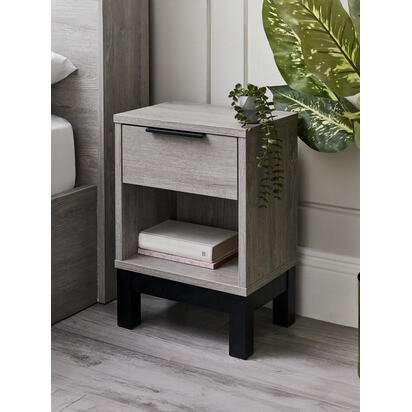 Bali 1 Drawer Bedside - Grey Oak