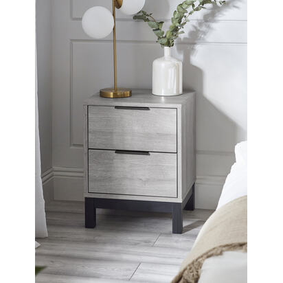 Bali 2 Drawer Bedside - Grey Oak