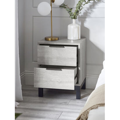 Bali 2 Drawer Bedside - Grey Oak