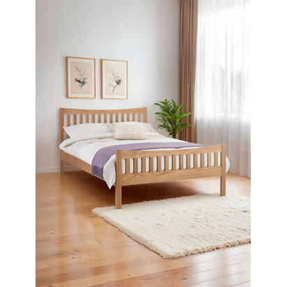 Bergamo 150cm King Natural Oak Effect Bed