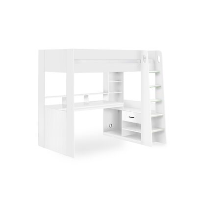 Blaze 90cm Single White Gaming Highsleeper Loft Bed with Desk