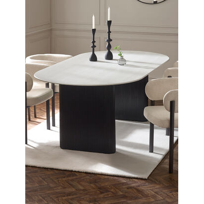 Bolivia 220cm White Stone Effect Oval Dining Table