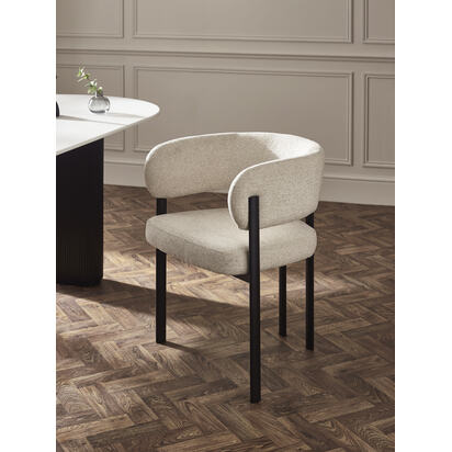 Set of 2 Bolivia Cream Chenille Upholstered Dining Chairs