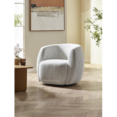 Bowline Cream Chenille Upholstered Swivel Accent Chair