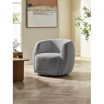 Bowline Grey Chenille Upholstered Swivel Accent Chair