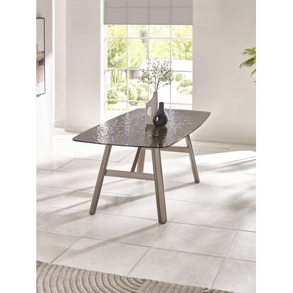 Callisto 200cm Rectangular Smoked Bubble Glass Dining Table