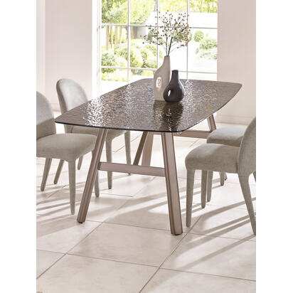 Callisto 200cm Rectangular Smoked Bubble Glass Dining Table