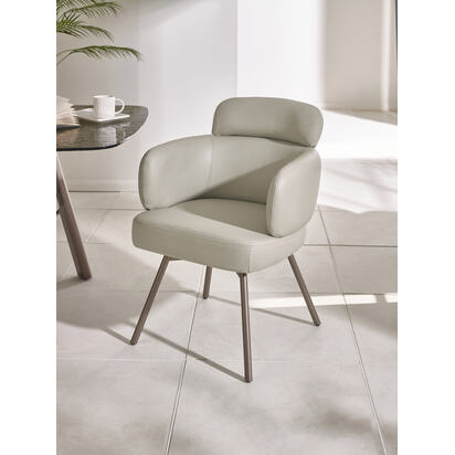 Set of 2 Callisto Beige Faux Leather Swivel Dining Chairs