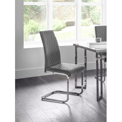 Set Of 4 Calabria Velvet Cantilever Chairs - Grey