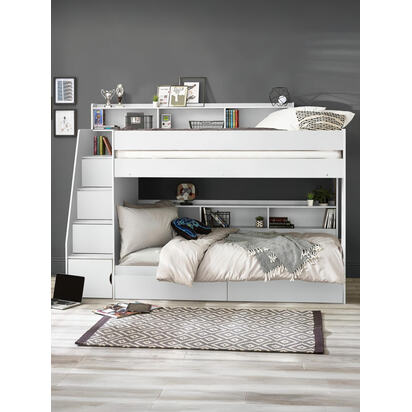 Camelot Staircase 90cm Single White Bunk Bed