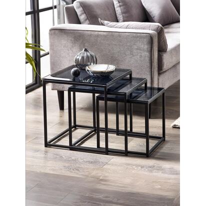 Chicago Nest Of 3 Tables Smoked Glass