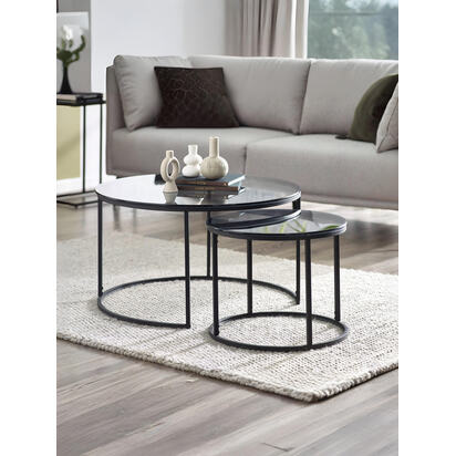 Chicago Round Nesting Coffee Tables Smoked Glass