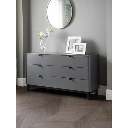 Chloe Storm Grey 6 Drawer Wide Chest