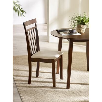 Coast Set of 2 Walnut Slat Back Wooden Dining Chairs