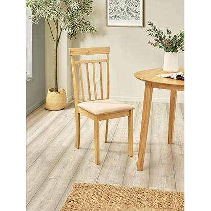 Coast Set of 2 Natural Oak Slat Back Dining Chairs