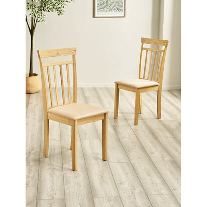 Coast Set of 2 Natural Oak Slat Back Dining Chairs
